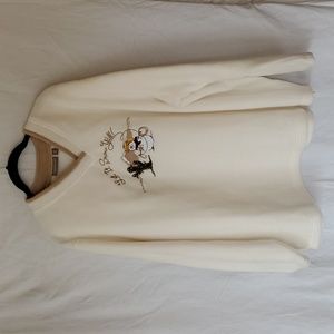 Croft & Barrow Woman fleece Christmas/ winter v-neck sweater off-white VERY SOFT